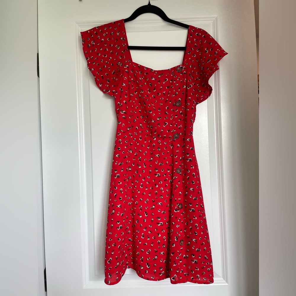 Sienna Sky Red and White Flutter Sleeve Sundress